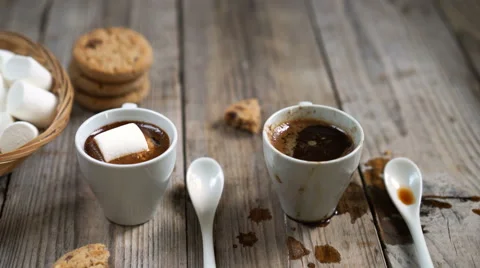 Two cups of hot coffee Stock Footage 65402889