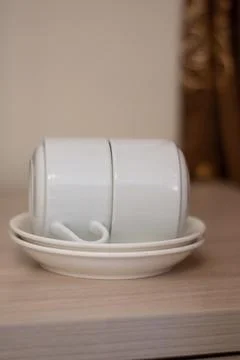 Two cups lie on two saucers. Tea Pairs Stock Photos