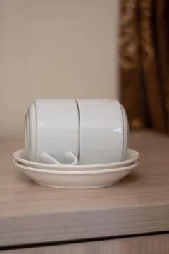 Two cups lie on two saucers. Tea Pairs Stock Photos