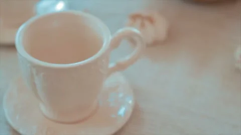 Two Cups on a Table Stock Footage 68670455