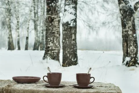Two cups of tea Stock Photos