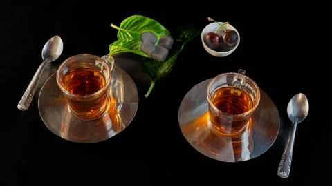 Two cups of tea Stock Photos