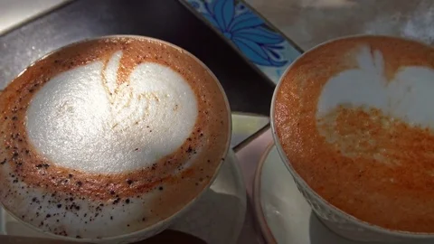 Two cups of Thai tea latte Video stock 76638683