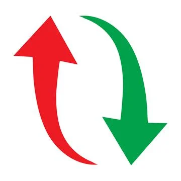Two curved arrows forming a circular motion in red and green colors 스톡 일러스트