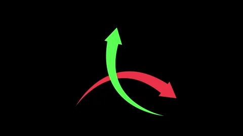 Two curved arrows pointing in opposite directions minimal animation Видео 340385553
