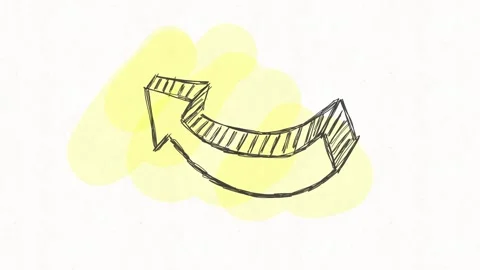 Two Curved Arrows Showing Opposite Directions Hand Drawn Animation Stock Footage 342018073