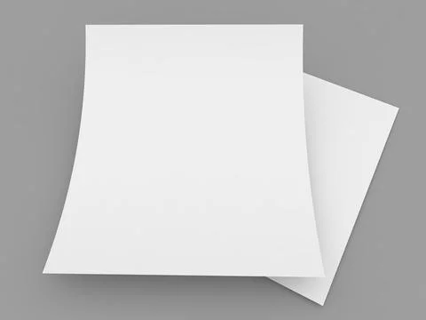 Two curved sheets of A4 paper on a gray background. Stock Illustration
