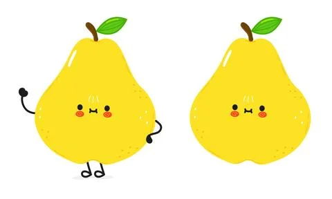 Two cute and funny Pears with different poses isolated on white background... Stock Illustration