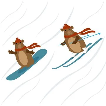 Two cute capybaras in a hat and scarf are riding in the mountains. The conc.. イラスト素材