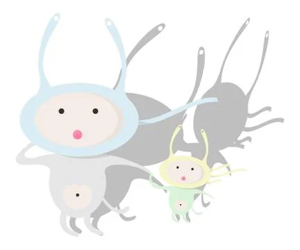 Two cute cartoon monsters Stock Illustration