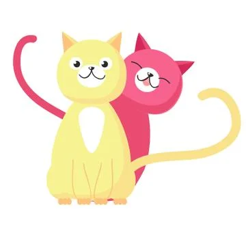 Two cute cat chatacters isolated on white background. Vector illustration in Stock Illustration