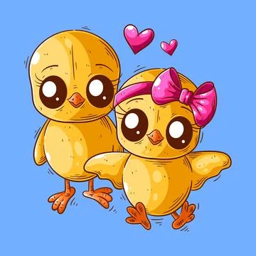 Two cute chicks cartoon vector Stock Illustration