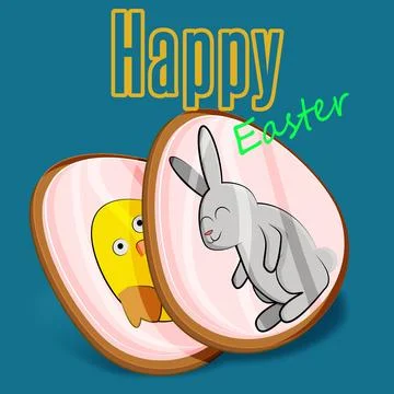 Two cute cookies for easter day in illustration and vector Stock Illustration
