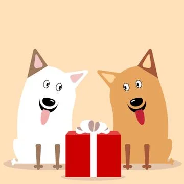Two cute dogs flat vector Stock Illustration