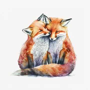 Two Cute Foxes Stock Illustration