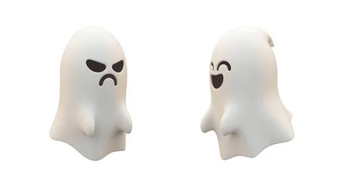 Two cute ghosts isolated objects on white background for Halloween party conc Stock Illustration