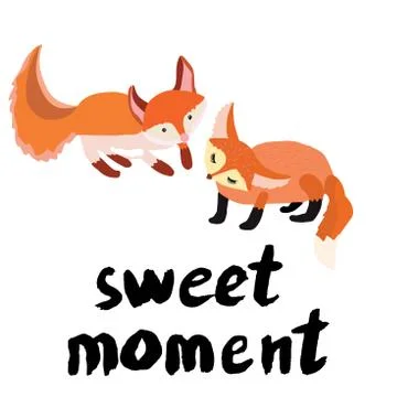 Two cute ginger foxes Stock Illustration