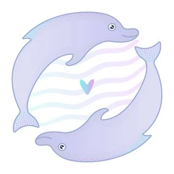 Two cute gradient dolphins Stock Illustration