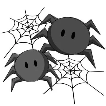 Two Cute Gray Halloween Spiders On White Background Stock Illustration