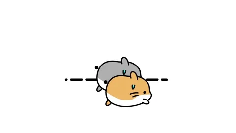 Two Cute Hamsters Sitting Together Cartoon Illustration Icon Stock Footage 336837169