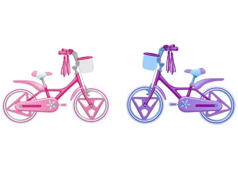 Two cute kids bicycles. Vector illustration isolated on white background Stock Illustration