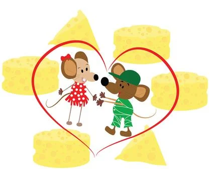 Two cute mice rendezvous graphical scene Stock Illustration