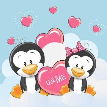 Two Cute Penguins Stock Illustration