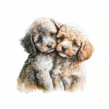 Two Cute Puppies Stock Illustration