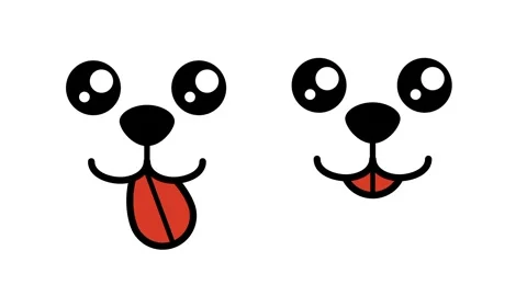 Two Cute Puppy Faces Sticker Set with Red Tongues Stock Footage 335592191