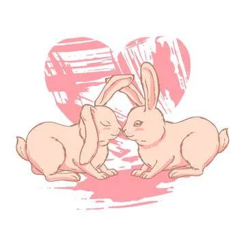 Two cute rabbits are sitting. Stock Illustration