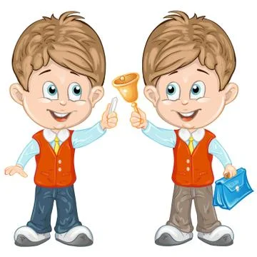 Two cute schoolchild Stock Illustration