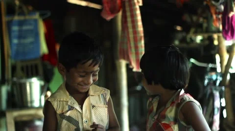Two cute village kids posing and playing in India Stock Footage 49909986