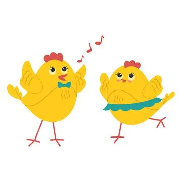 Two cute yellow chicks romantic couple. Vector illustration Illustrazione stock
