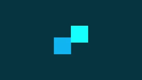 Two cyan squares pixel loader animation blinking sequentially on dark blue .. Stock Footage 340919471