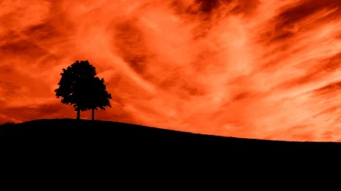 Two cyclists climb the hill. Sunset. Romantic picture. Stock Footage 108751405