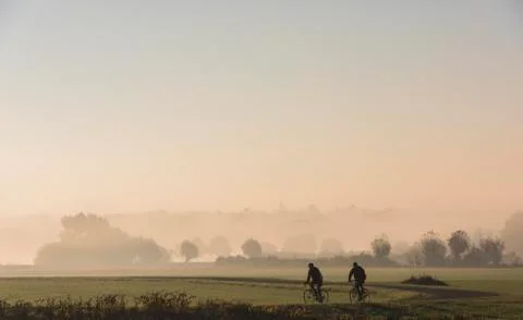 Two Cyclists in River Forelands Stock Photos