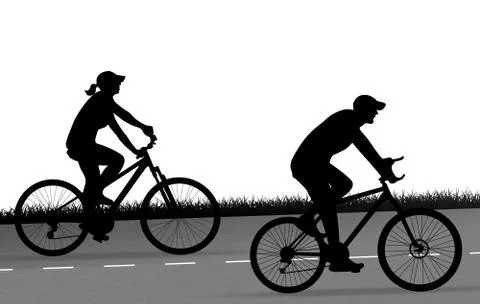 Two cyclists silhouette vector Stock Illustration