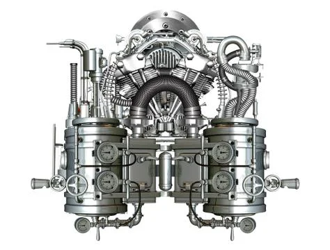 Two-cylinder engine Stock Illustration