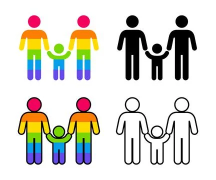 Two dads with child icon Illustrazione stock