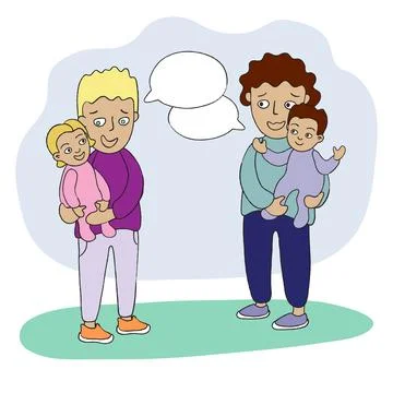 Two dads conversation Stock Illustration