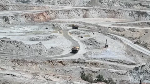 Two dampers recorded in slow motion in an orefilled copper mine Stock Footage 168945563