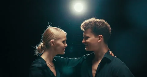 Two dance partners are practicing a choreography for a performance, a beautiful Stock Footage 161731159