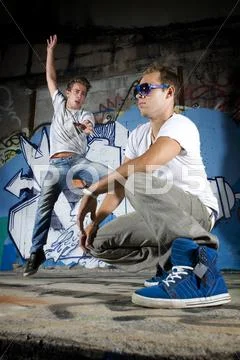 Two dancers competing against eachother Stock Photos