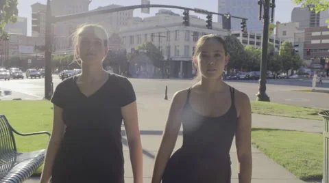 Two Dancers WalkTo Class, They Are Focused And Determined (Slow Motion) Stock Footage 52528132