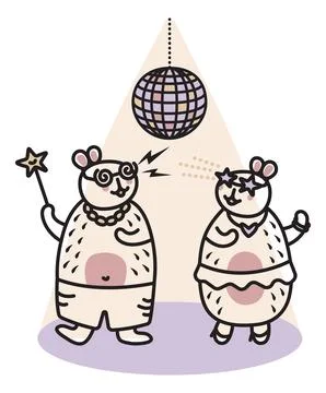 Two dancing capybaras in disco Stock Illustration