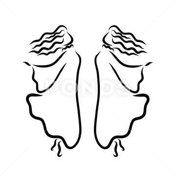 Two dancing girls in long dresses, movement Stock Illustration