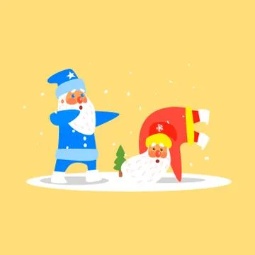 Two Dancing Santas. Christmas Vector Illustration Stock Illustration