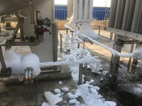 Two dangerous Oxygen container are surrended by closed rail Stock Photos