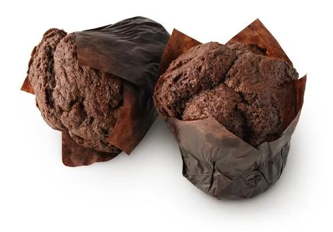 Two dark chocolate muffins Stock Photos