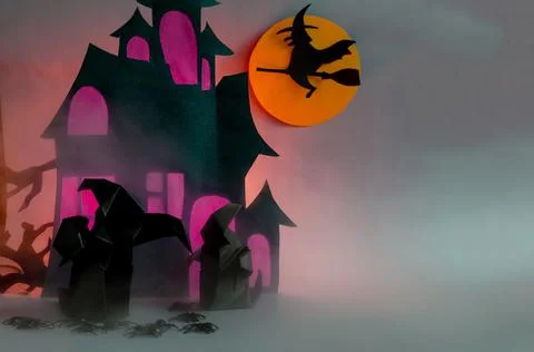 Two dark ghosts with black spiders in the fog against the background Stock Photos